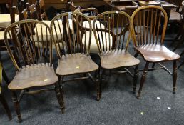 A matching set of three antique hoop back chairs & another