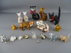 Mixed collection of cat and dog ornaments including Wade TV pets, Szeiler and other makers along