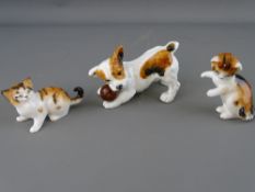 Royal Doulton terrier with ball HN1103 and two kitten figurines HN2582 and HN2584