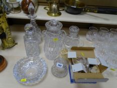 Parcel of heavy glassware including decanters, jugs etc