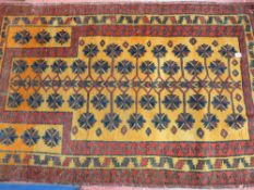 Block and leaf patterned rug, approx 150 x 98 cms