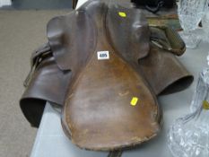 Leather horse saddle