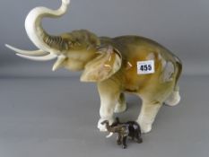Royal Dux figure of an elephant, pink triangle mark to base and one other