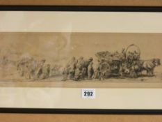 CONTINENTAL print - interesting scene of travelling refugees