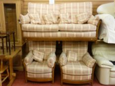 Ercol light wood three piece suite
