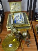 Brass gong, fireside sets, Fox & Simpson German Mov't carriage clock