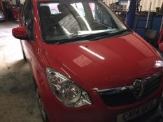 Vauxhall Agila five door hatchback car, petrol, registration number CX14 UCB, red, mileage approx
