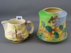 Royal Doulton - two items Australia registered 'The Old Wife' vase D5966 and a famous ship's jug 'An