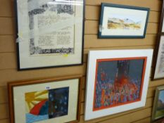 MIHANGEL JONES mixed media - entitled Tchaikovsky 1812 Overture label verso, 37 x 38 cms, a framed