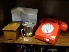 Pewter sugar bowl marked 'SS Adolf Woermann' by Mappin & Webb, a small wooden box and a vintage