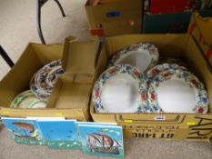Two boxes of Booths 'Floradora' dinnerware and other similar dinnerware, wall tiles etc