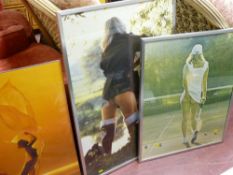 Two 1980's framed posters - 'The Tennis Player' etc, 71 x 56 cms