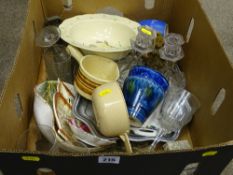 Box of pottery, glassware etc