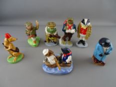 Wade ceramics - seven figurines from the 'Wind in the Willows' collection