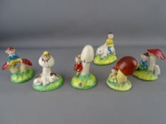 Old Court ware - six hand painted pixie figurines