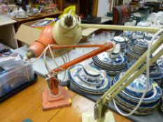 Two vintage square based anglepoise lamps, one marked 'Herbert Terry & Sons, Redditch' and the other