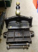 Vintage heavy book press with maker's plaque 'Sharpe, Piccadilly, Bradford'