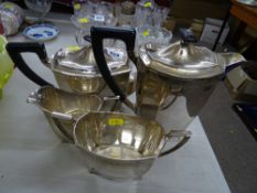 Four piece electroplate tea service by Unity @ Plate