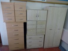 Parcel of modern light wood veneer bedroom furniture