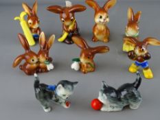 Collection of circa 1950's Goebel rabbit figurines and two kittens