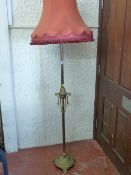 Brass effect Empire style standard lamp and shade E/T