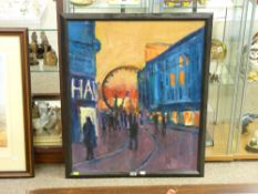 PAUL BASSINGTHWAIGHTE (b. 1963) oil on board - Big Wheel, Piccadilly Gardens, signed and entitled