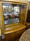 Modern teak effect display cabinet