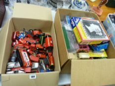 Two boxes containing large quantity of diecast model vehicles including many relating to the Post