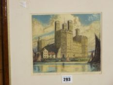 JOSEPH BURN signed print - Eagle Tower, Caernarfon Castle