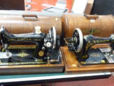 Cased vintage Singer sewing machine and one other