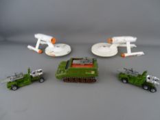 Dinky toy models including two USS Enterprise, Paramount trademark for 1976, two Galactic war