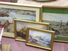 Parcel of prints including JOHN SINGER SARGENT, hunting scene, castles etc