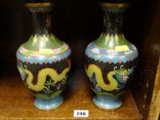 Pair of cloisonne vases