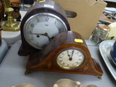 Smiths Enfield electric clock and an inlaid mahogany mantel clock