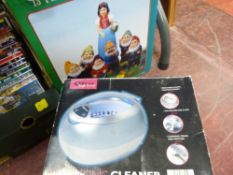 Boxed Ultrasonic cleaner, jewellery, watches, CDs, DVDs etc and a garden gnome set