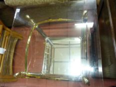 Bevelled glass topped ornate metal coffee table with undershelf