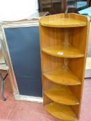 Mid Century multi-shelf corner unit and an ornate wooden picture frame