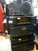 Parcel of Technics audio equipment and speakers and a Hitachi ghetto blaster E/T