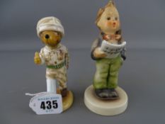 John Beswick figurine of a comic boy bear soldier and a Hummel figurine of a little boy musician