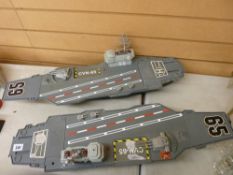 Two model aircraft carriers