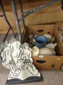 Box of Studio pottery and similar items