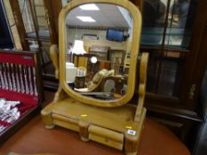 Vintage two drawer pine dressing table mirror