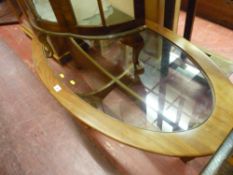 G-Plan style oval coffee table with glass insert