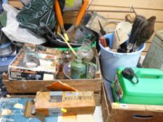 Parcel of garage and shed items including a Wesco small oil can, Wanner 315 vintage grease gun etc