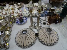 Pair of ornate modern Tiffany style table lamps E/T