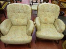 Pair of Ercol bentwood easy chairs