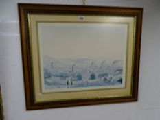 G W BIRKS limited edition (267/375) print - people gathering wood for a bonfire, titled '