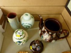 Masons Chartreuse lidded ginger jar, Burmantofts style teapot and similar items