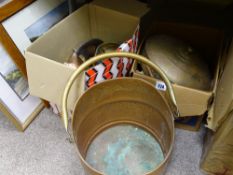 Parcel of brass, copperware etc