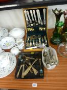 Parcel of cased and loose flatware including Viners part canteen